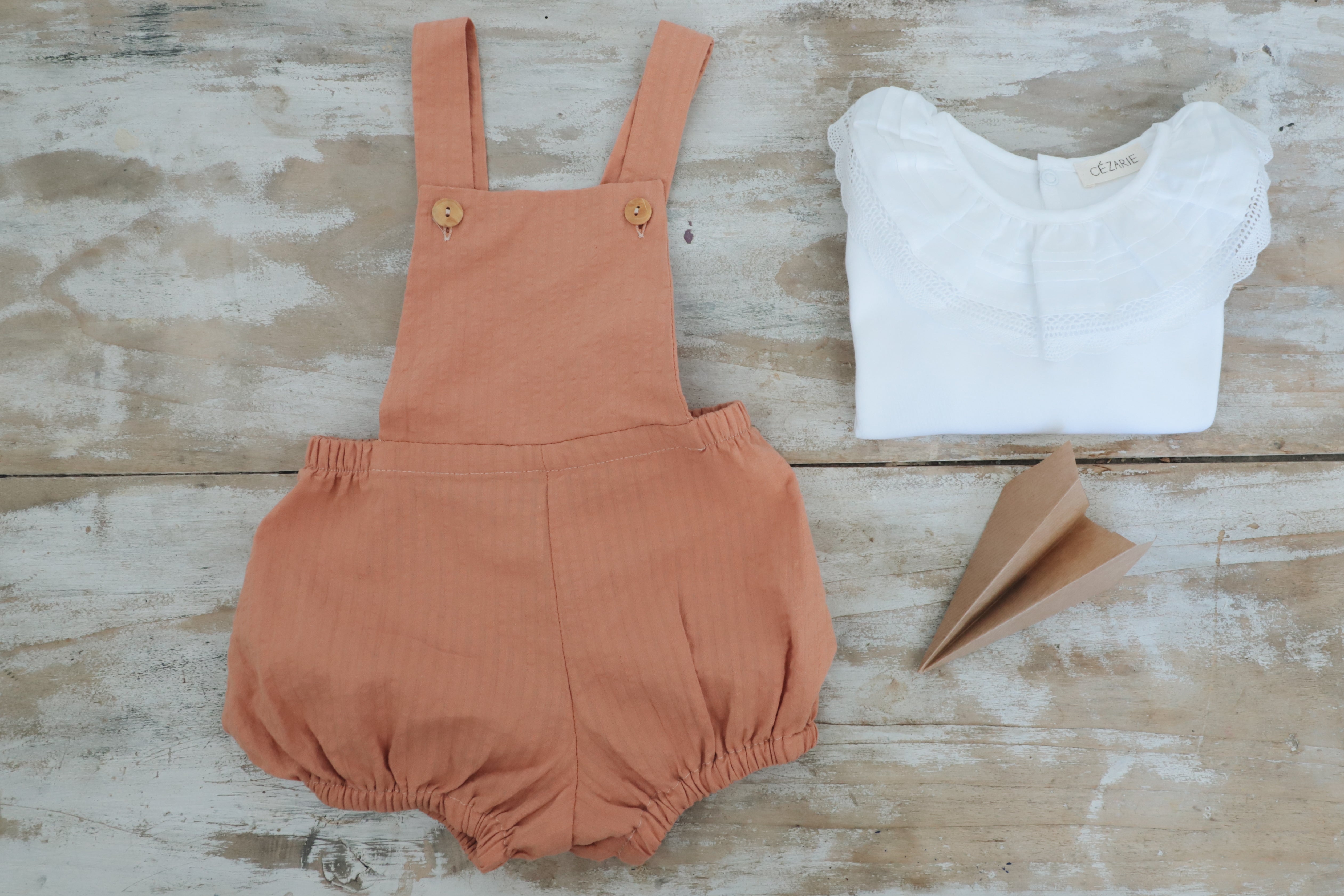 Barboteuse MARIUS coton terracotta