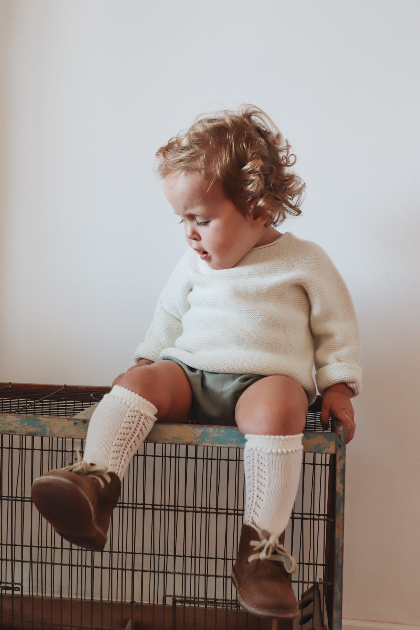 Brassière bébé laine EDGAR crème - tricotée en France