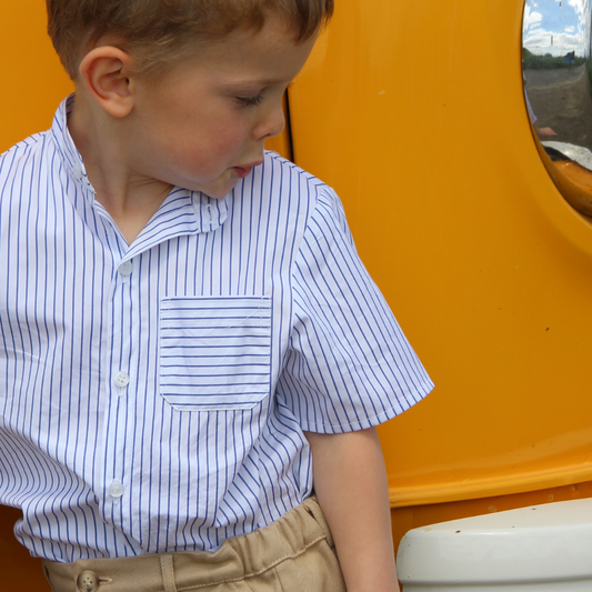 Chemise à rayures - col officier - manches courtes