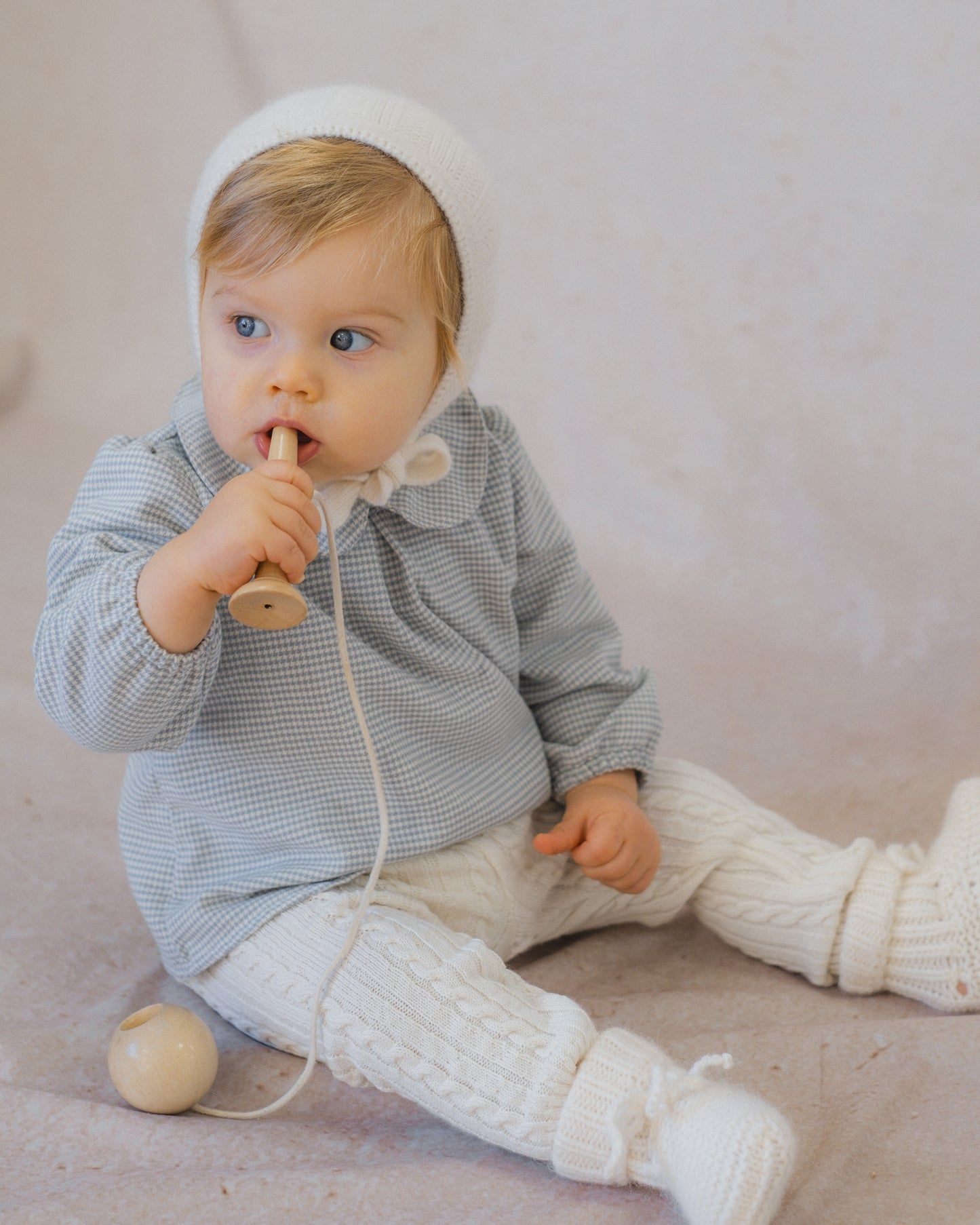 Blouse bébé pied de poule - Bleu