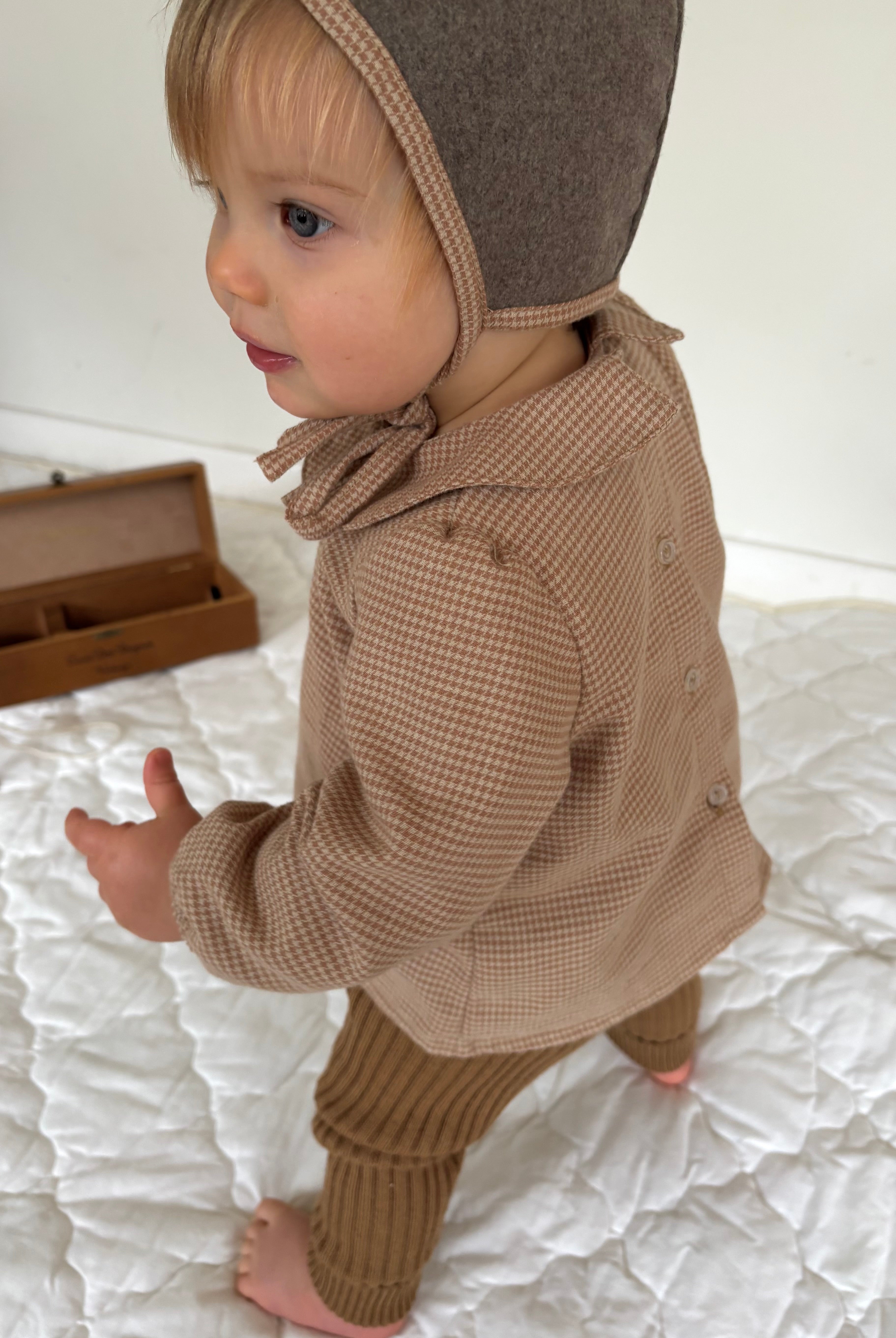 Blouse bébé pied de poule - Caramel