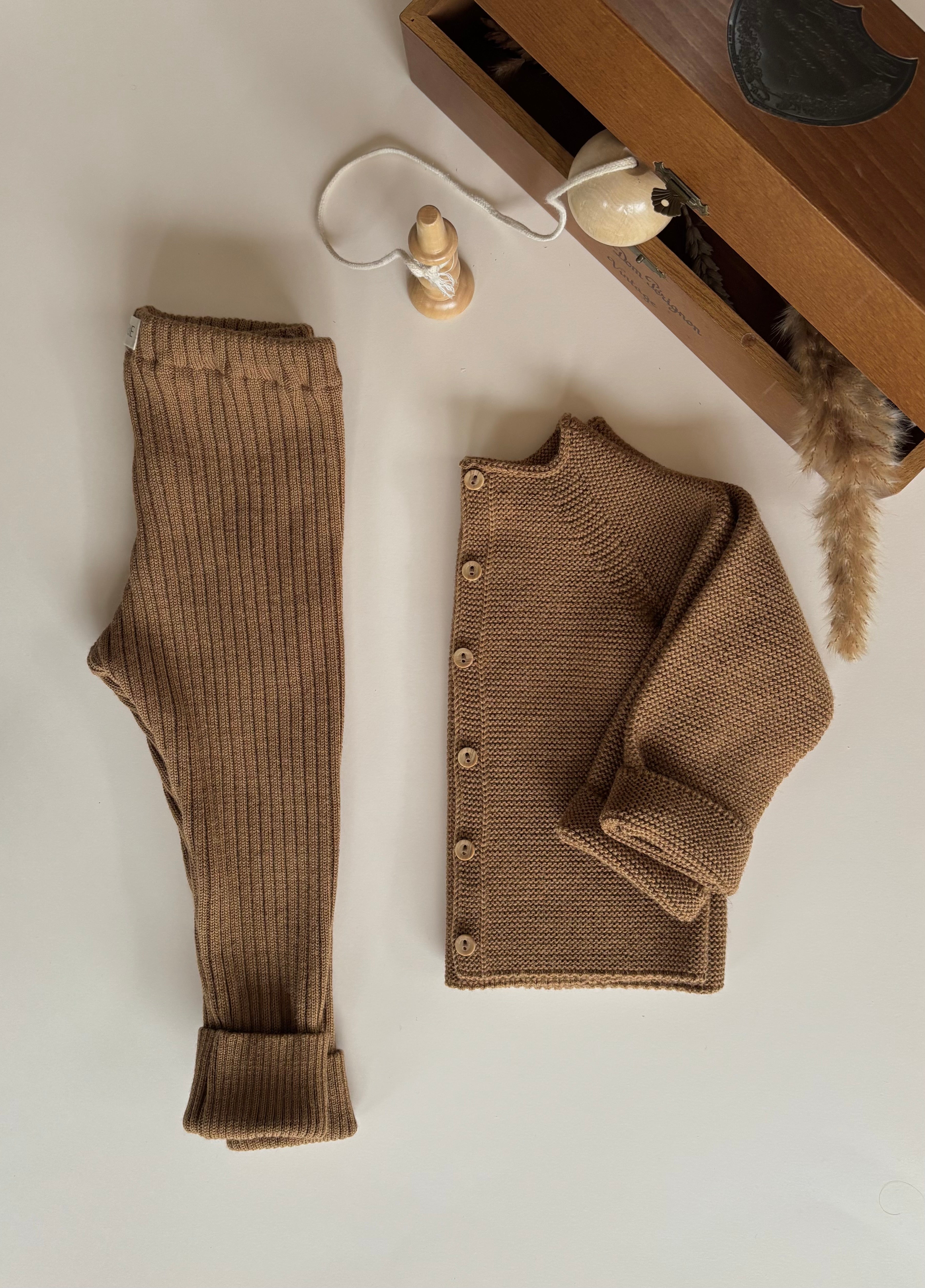 Pantalon à côtes caramel - tricoté en France