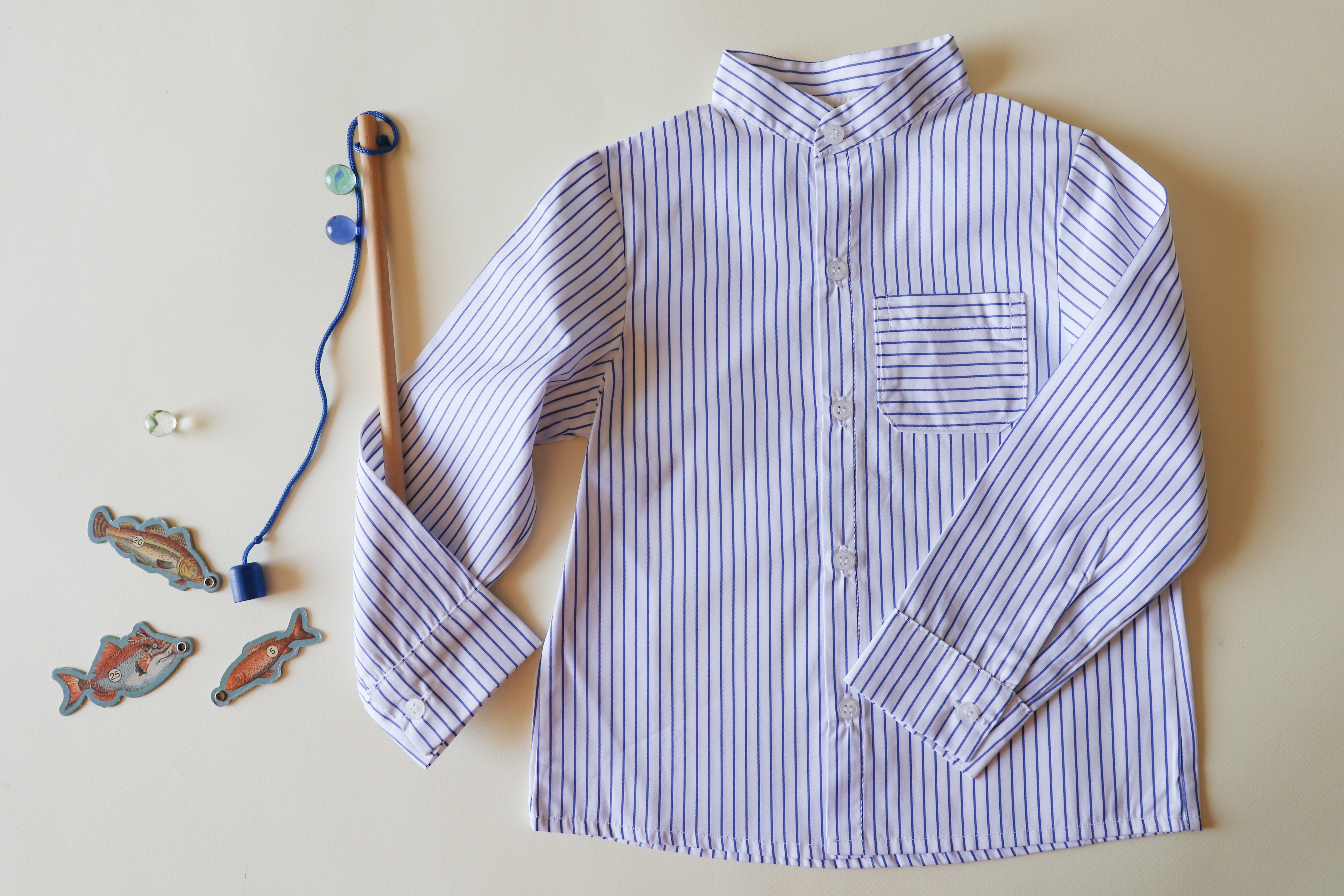 Chemise à rayures col officier - manches longues