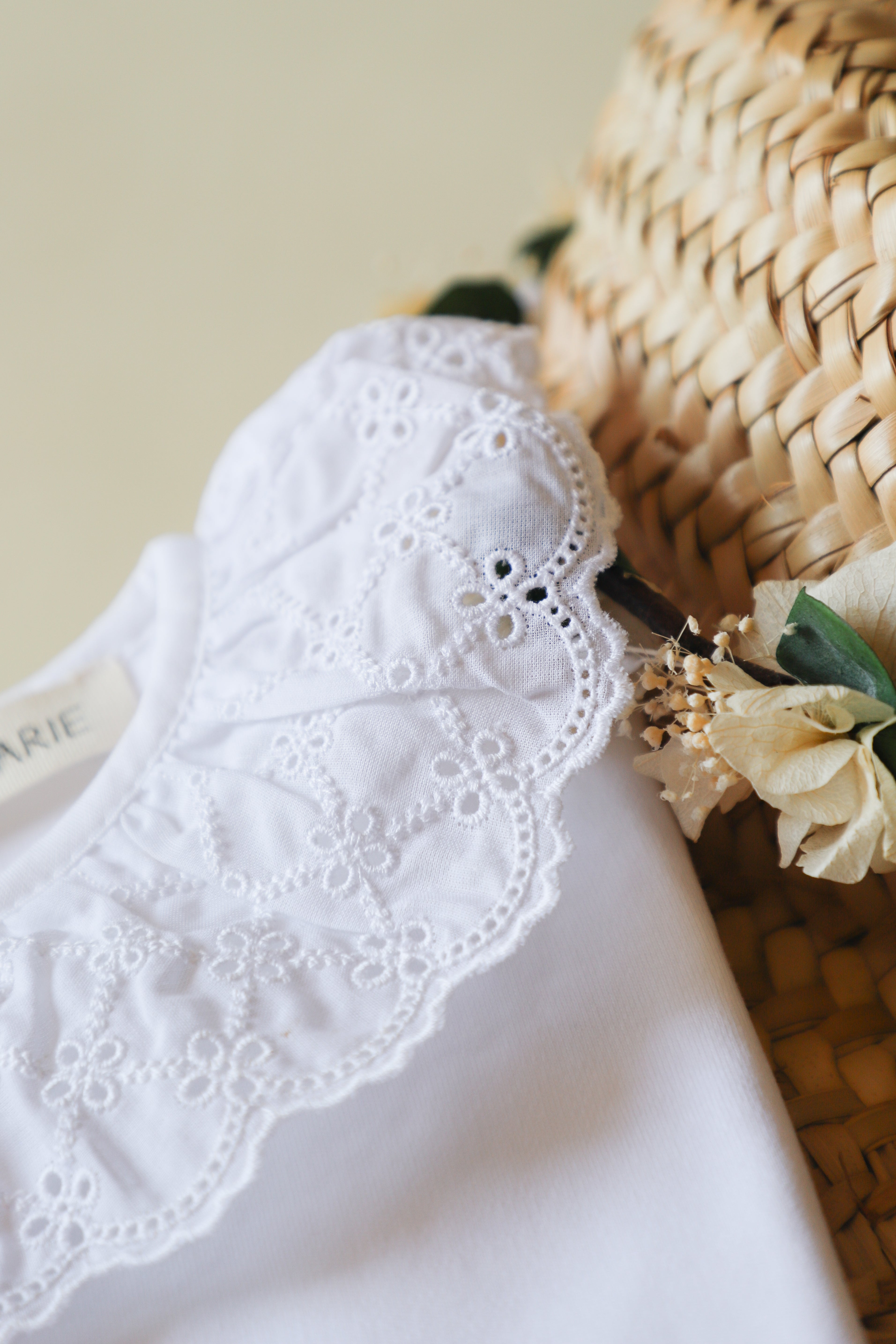 Body bébé ROSIE col broderie anglaise - Blanc - Manches courtes