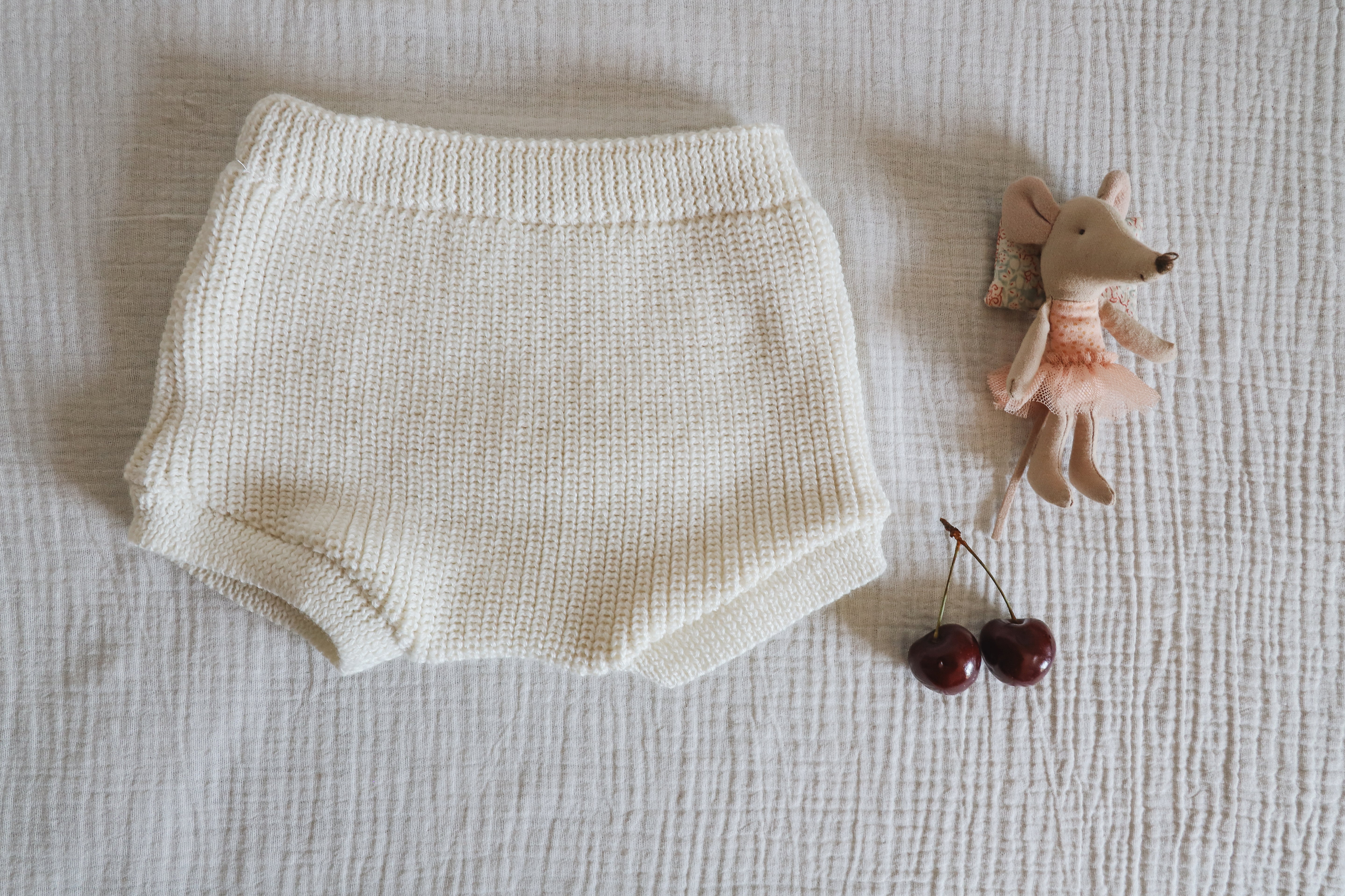 Bloomer maille côte perlée - Ecru - tricoté en France