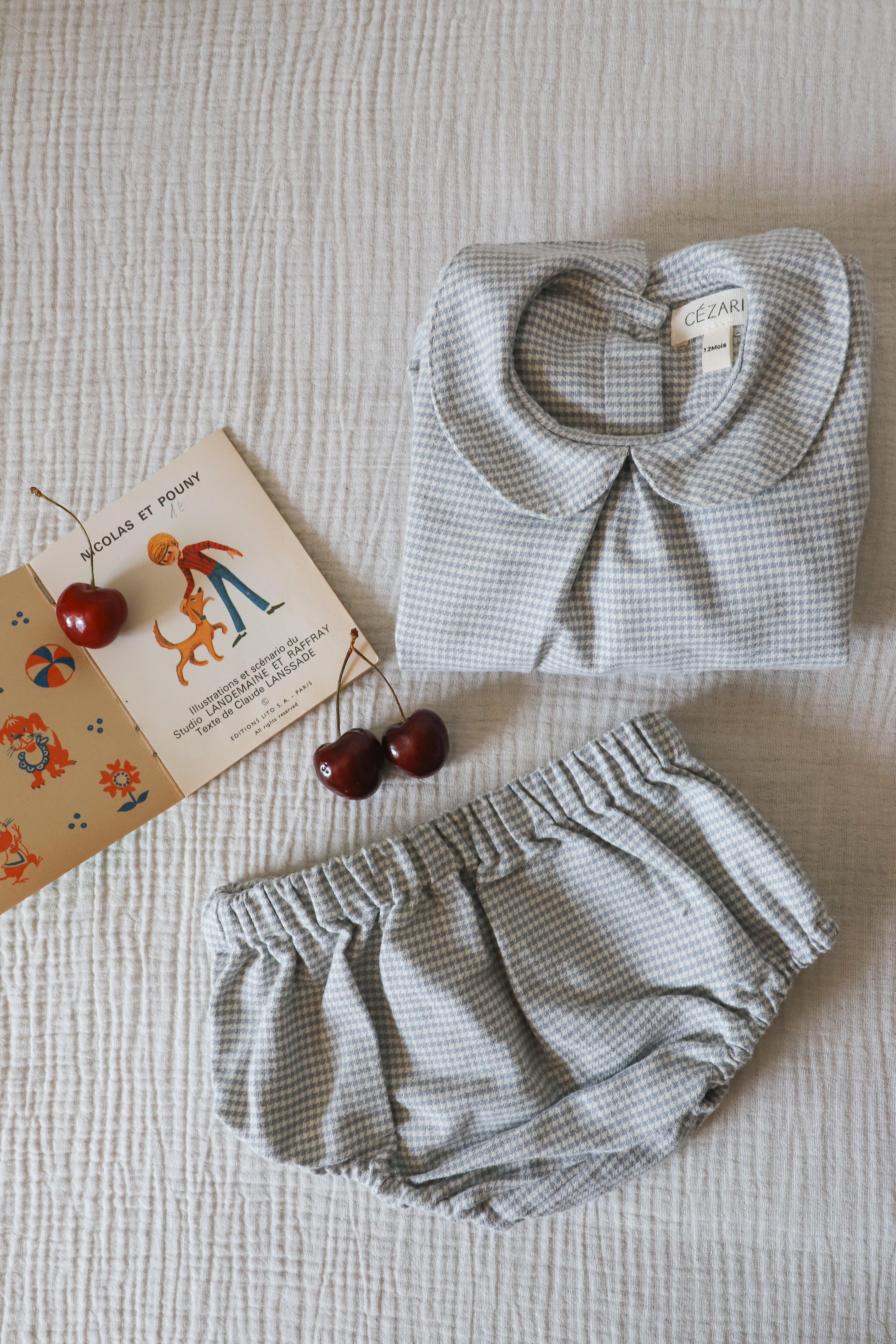 Culotton à carreaux pied-de-poule - Bleu