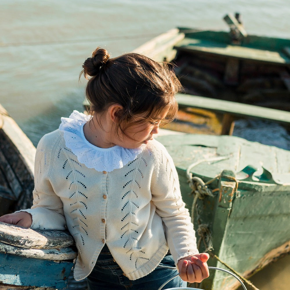 Cardigan ajouré ACHILLE coton crème