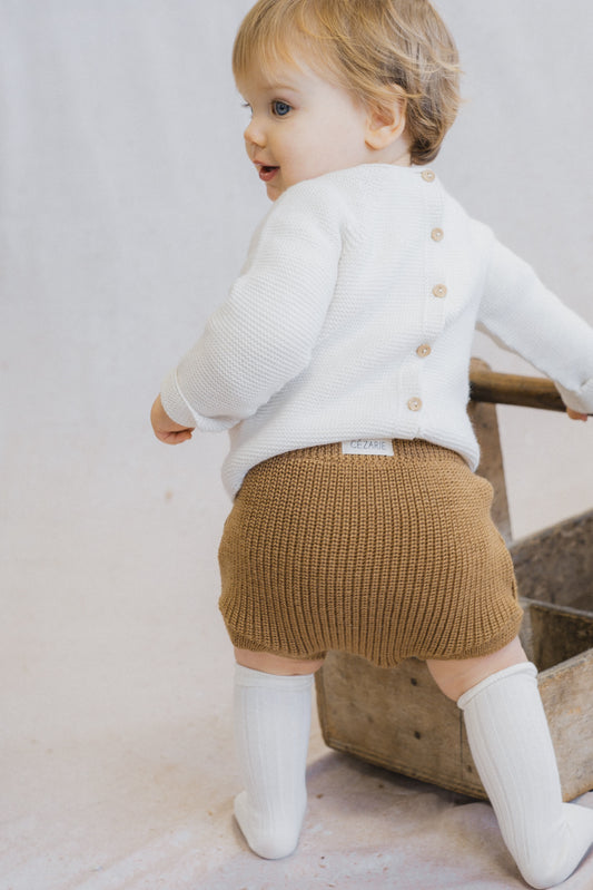 Bloomer en maille perlée avec de la laine - coloris caramel