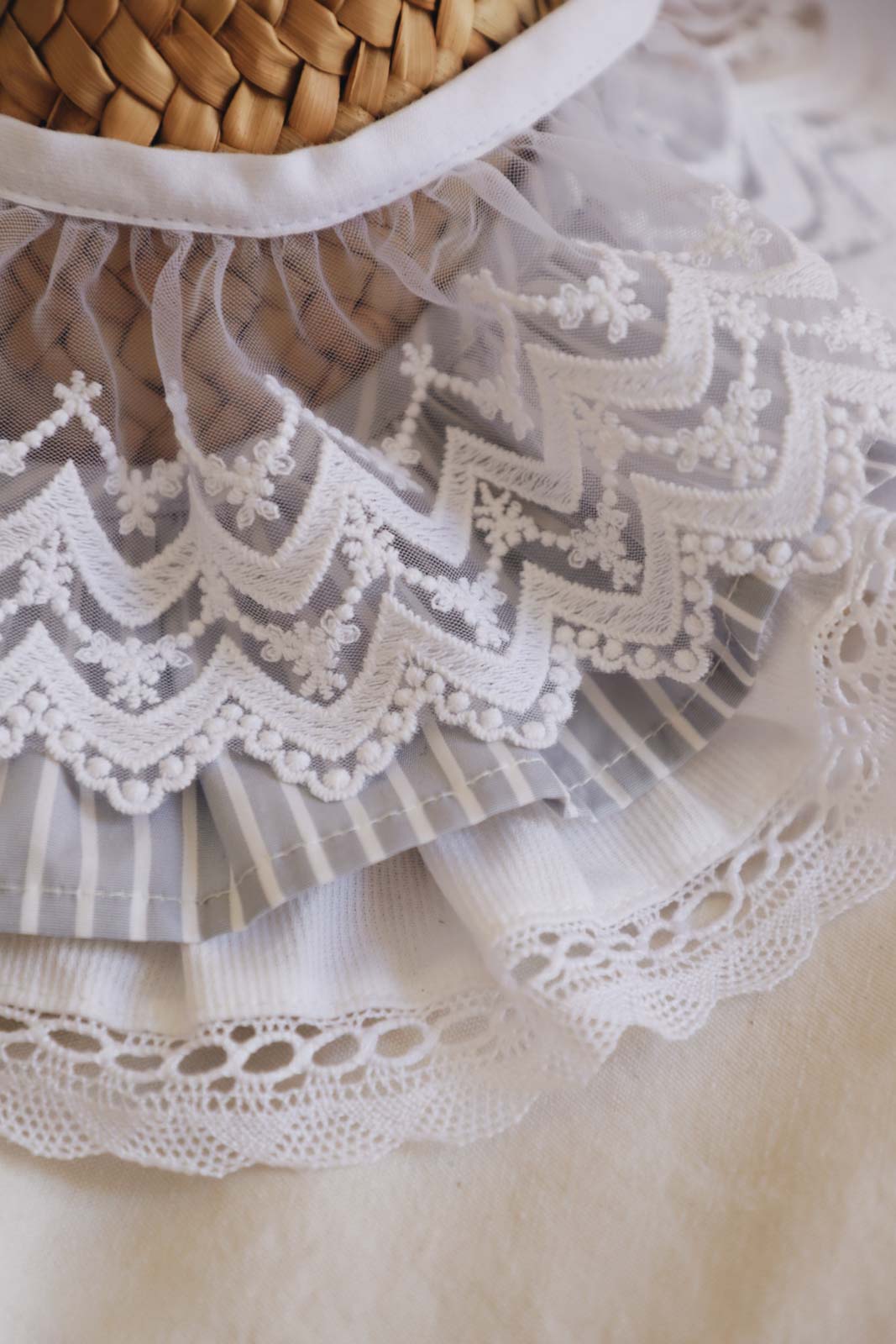 Col tulle brodé Mélusine - Collection Paradis Bleu