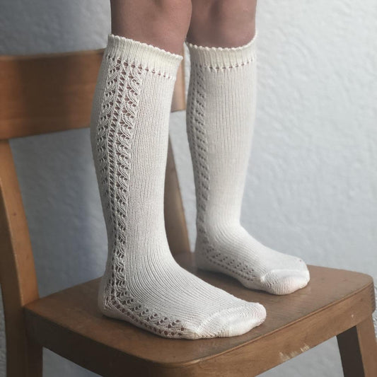 Lot de 2 paires de chaussettes ajourées - Crème