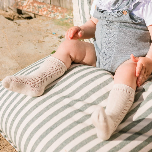 Lot de 2 paires de chaussettes ajourées - Crème et Lin