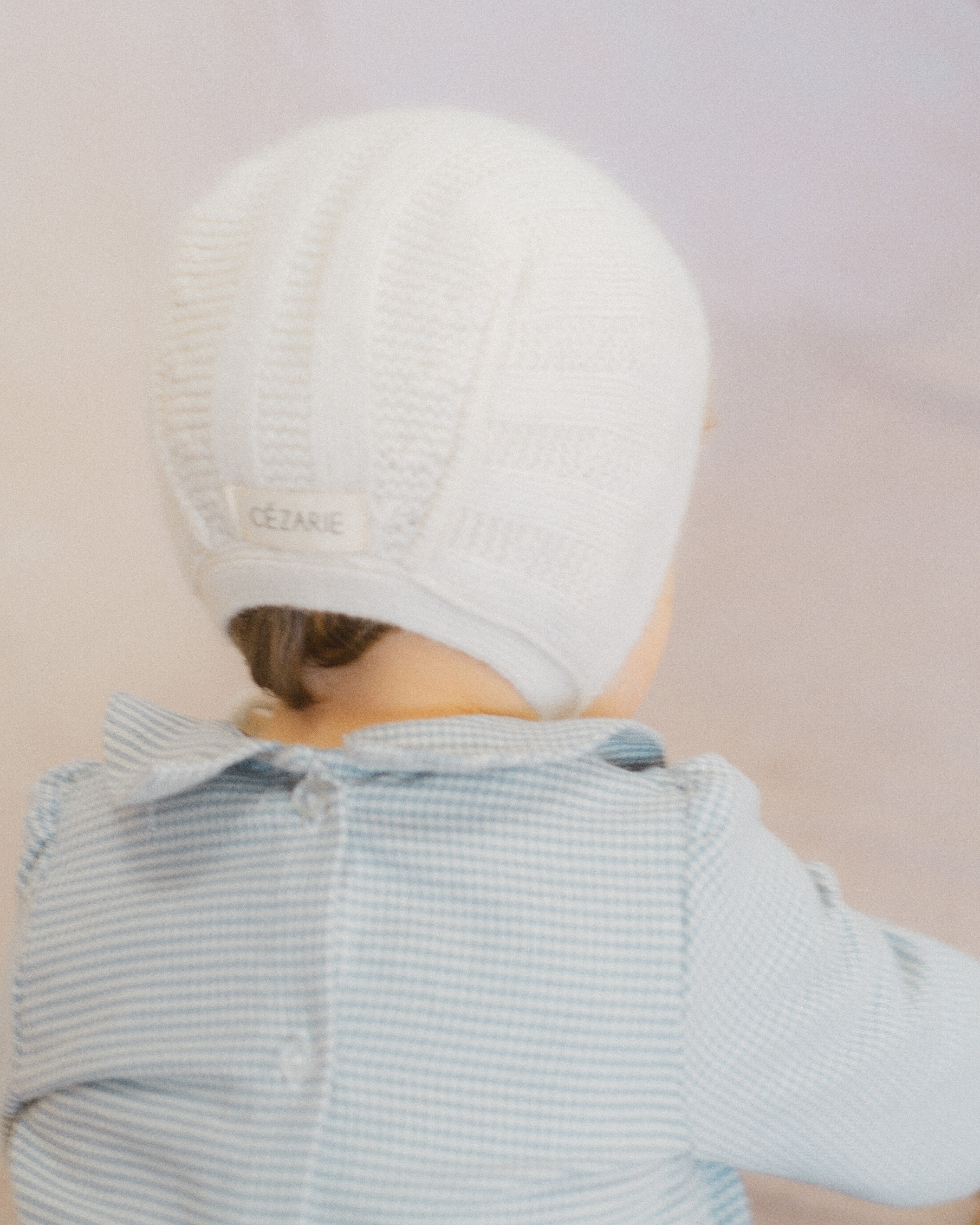 Béguin avec de la laine YSEE - Ivoire - tricoté en France