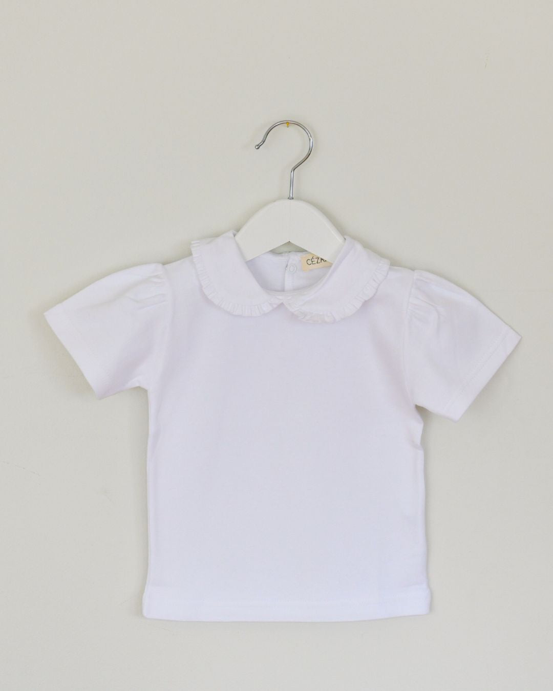 Petit haut blanc col froncé - manches courtes