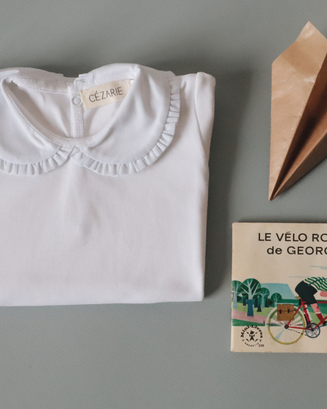 body bébé SUZANNE col claudine plissé - Blanc - manches longues