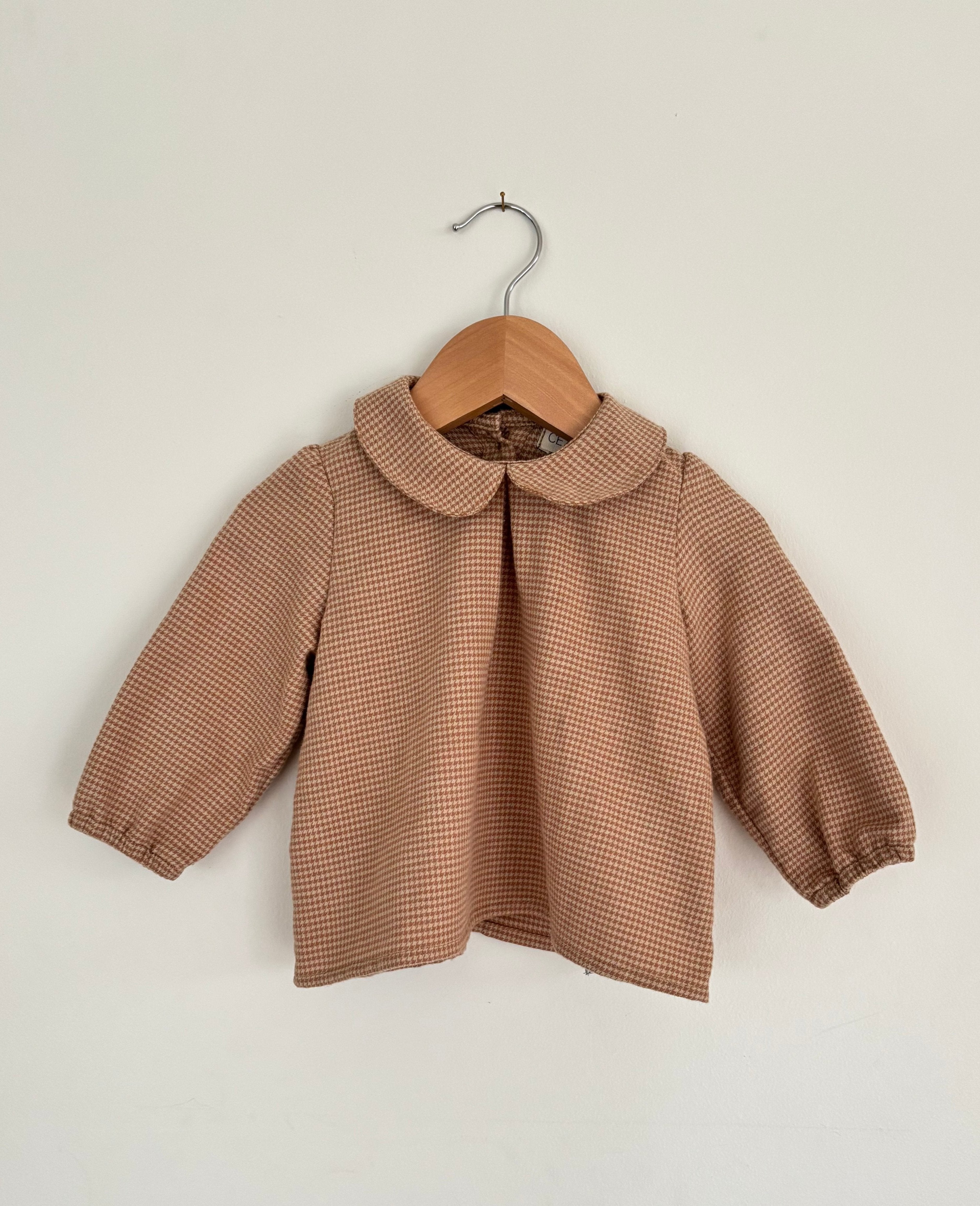 Blouse bébé pied de poule - Caramel