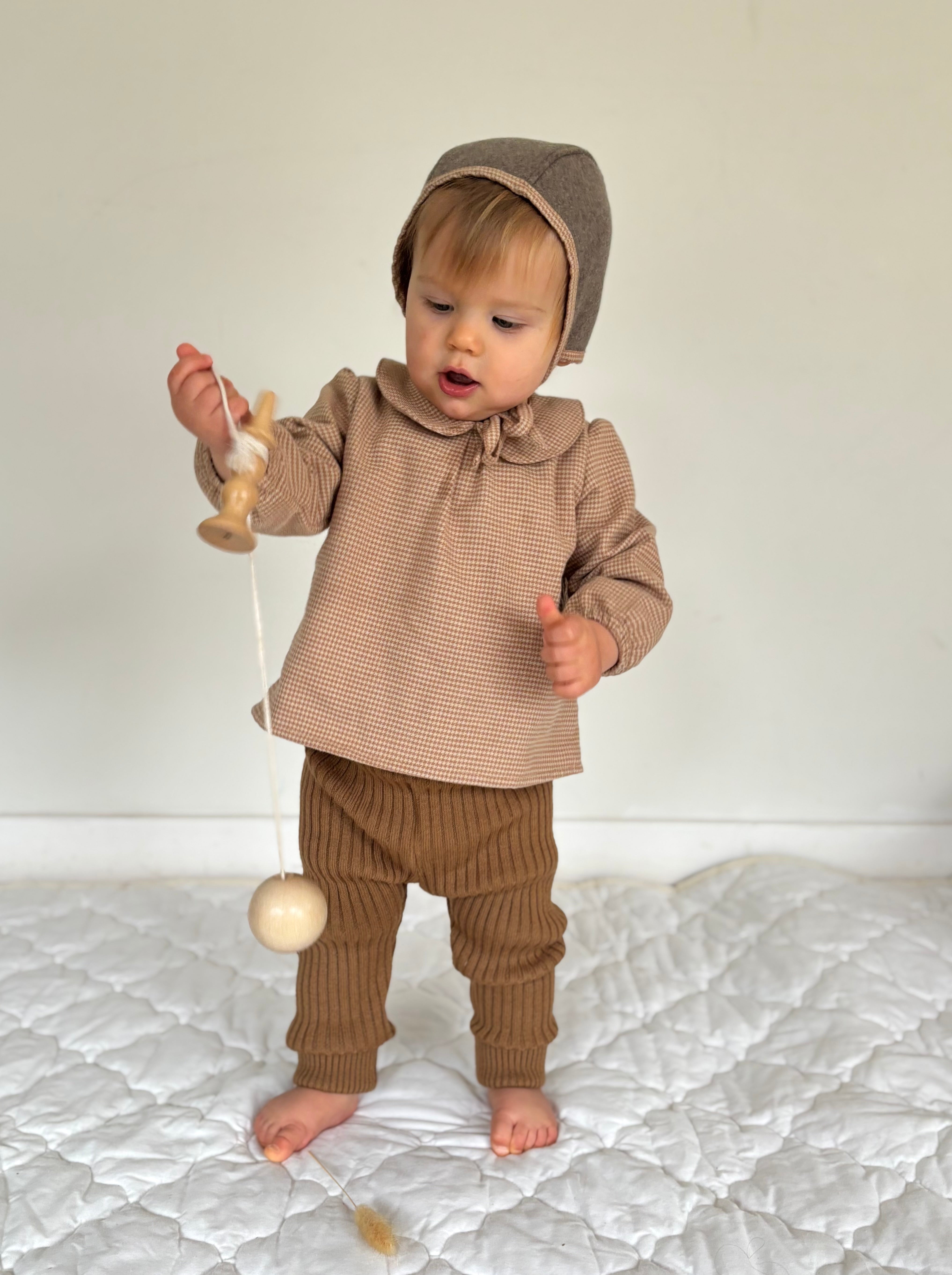 Blouse bébé pied de poule - Caramel