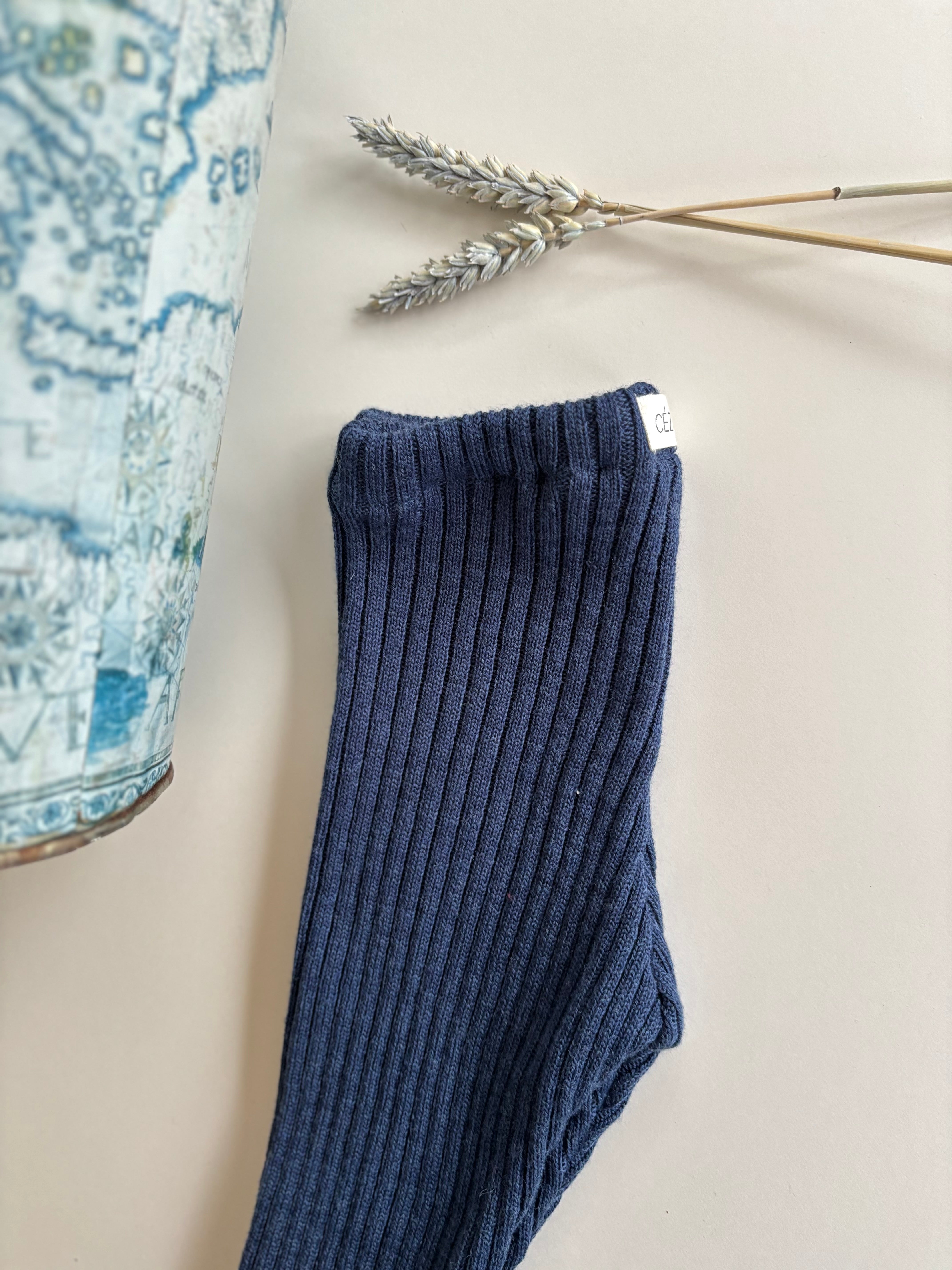 Pantalon à côté Bleu de prusse - tricoté en France