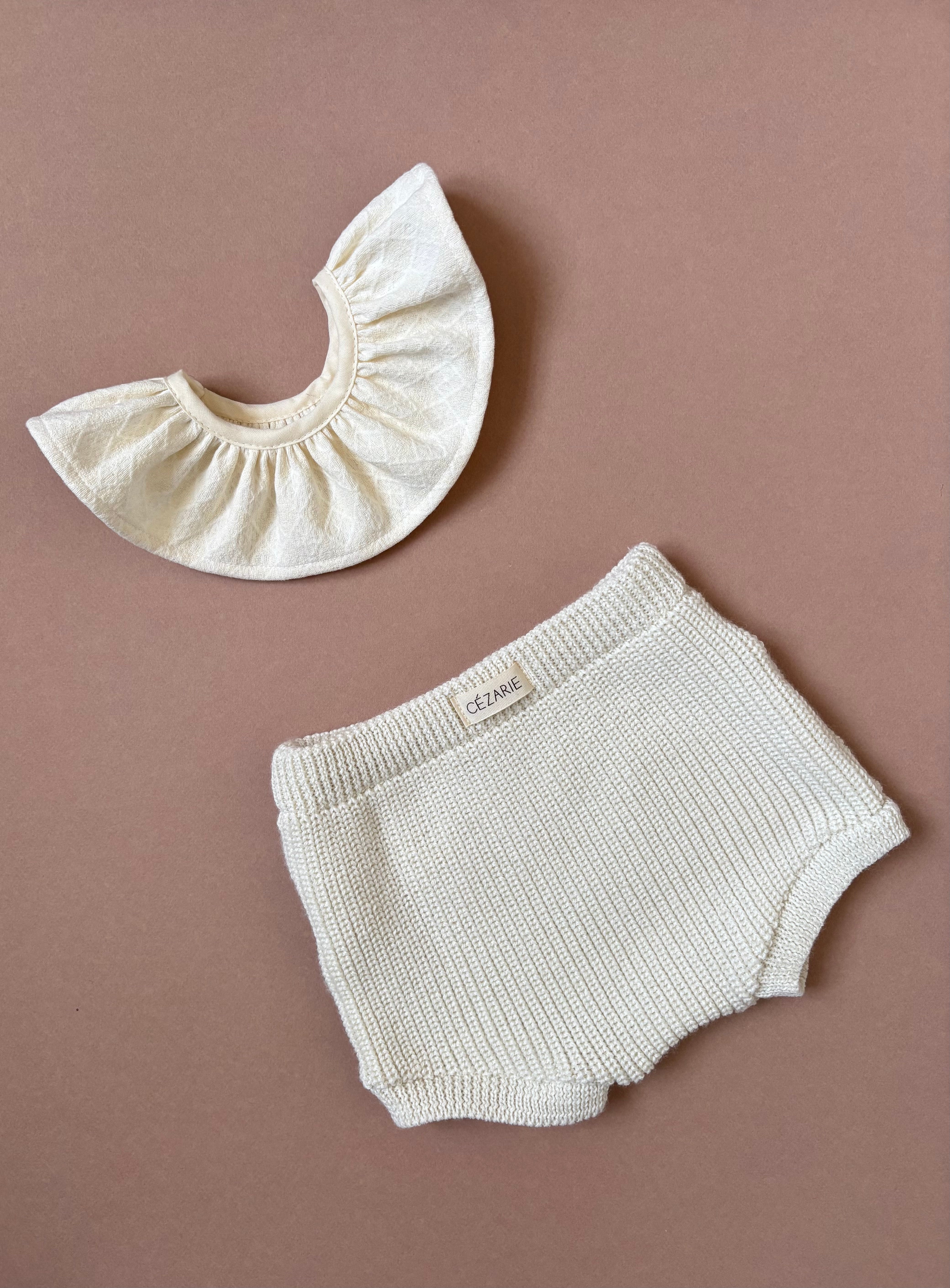 Bloomer maille côte perlée - Ecru - tricoté en France