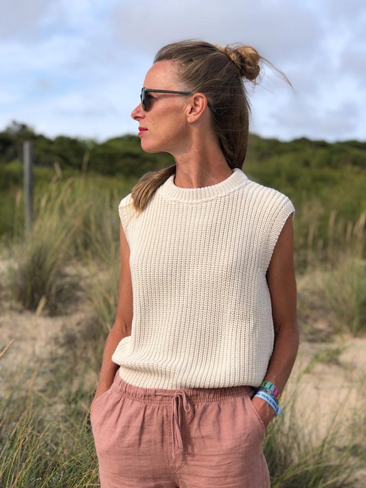 Pull sans manches en coton