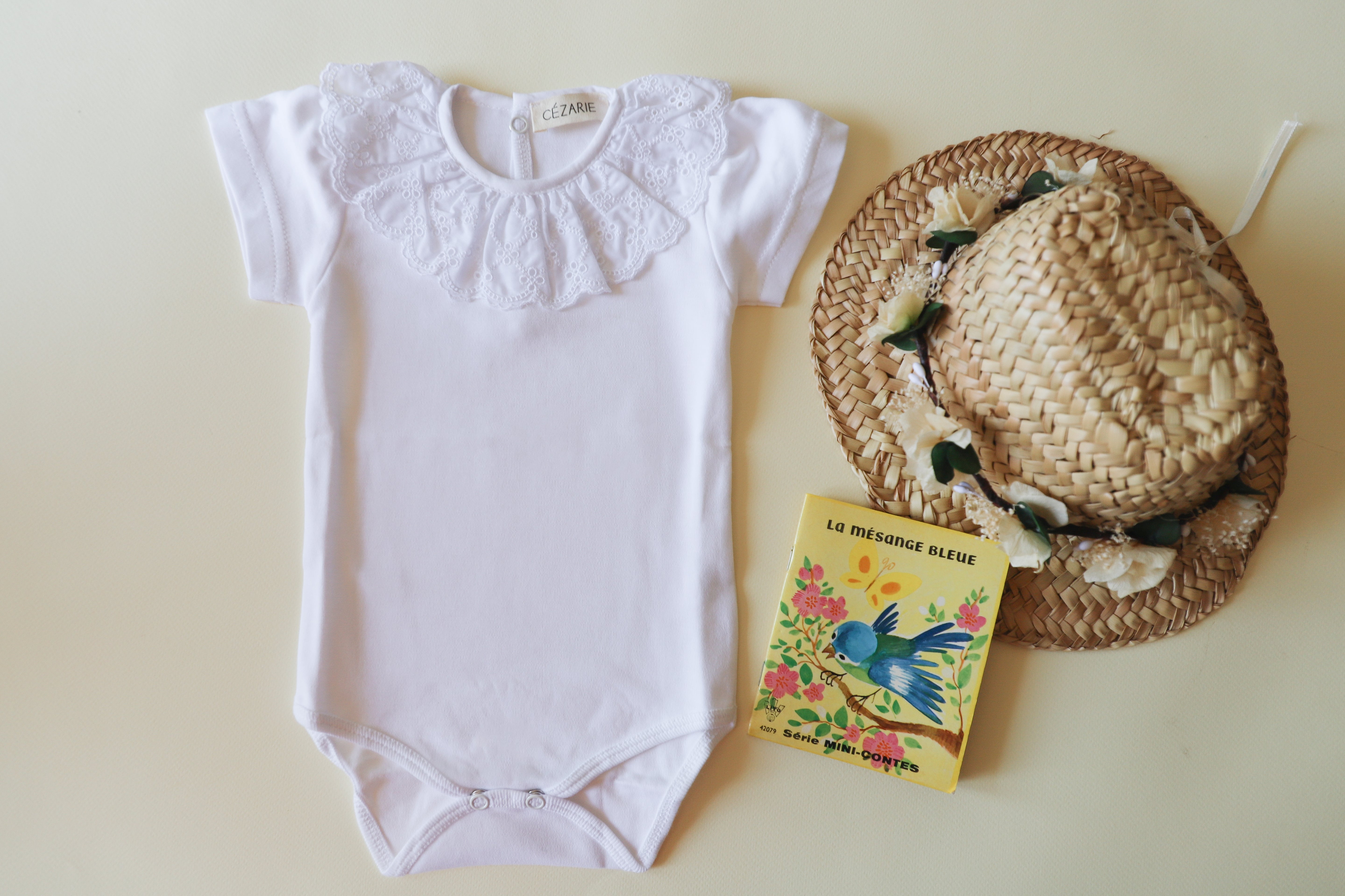 Body bébé ROSIE col broderie anglaise - Blanc - Manches courtes