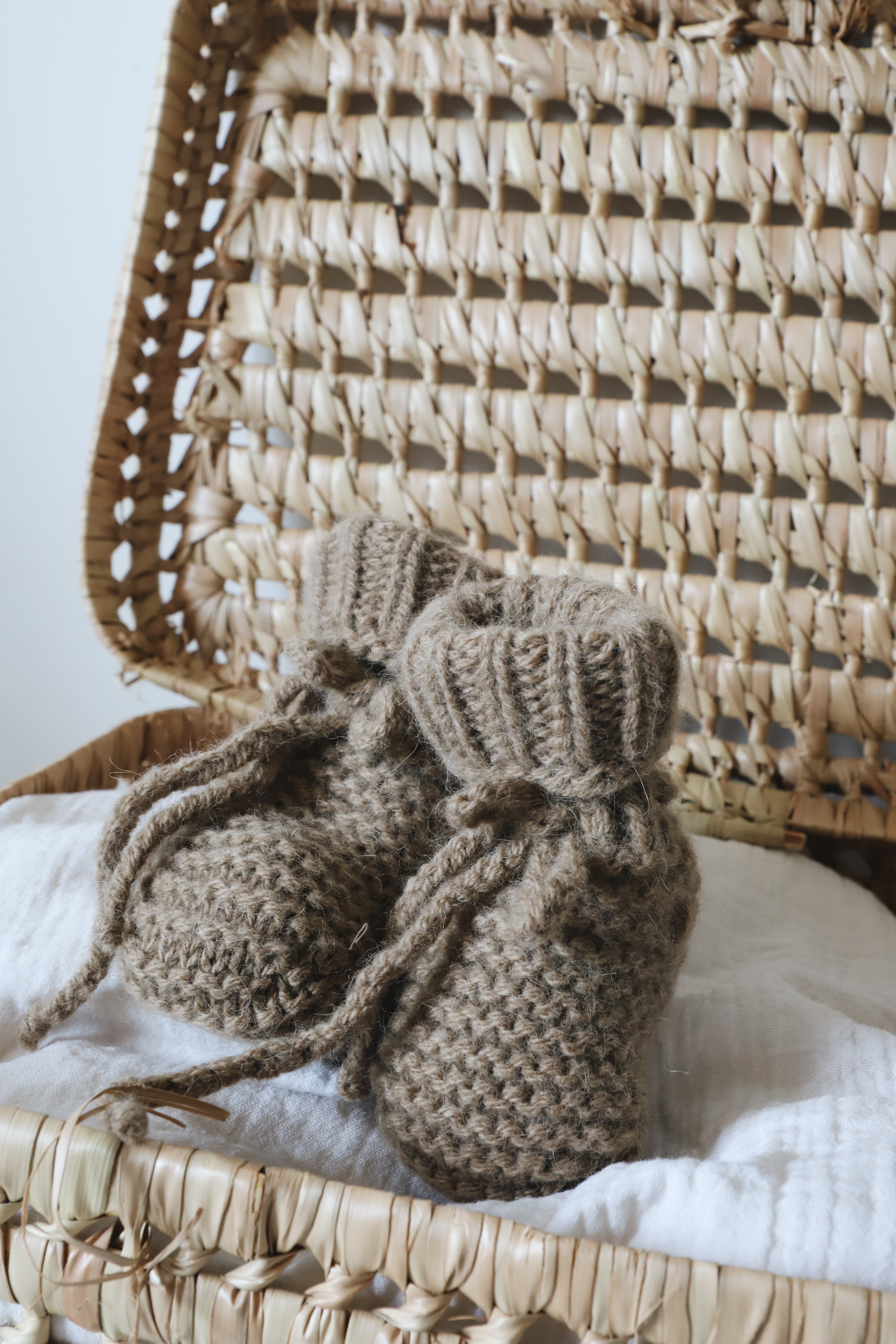 Chausson point mousse - Camel - tricoté en France