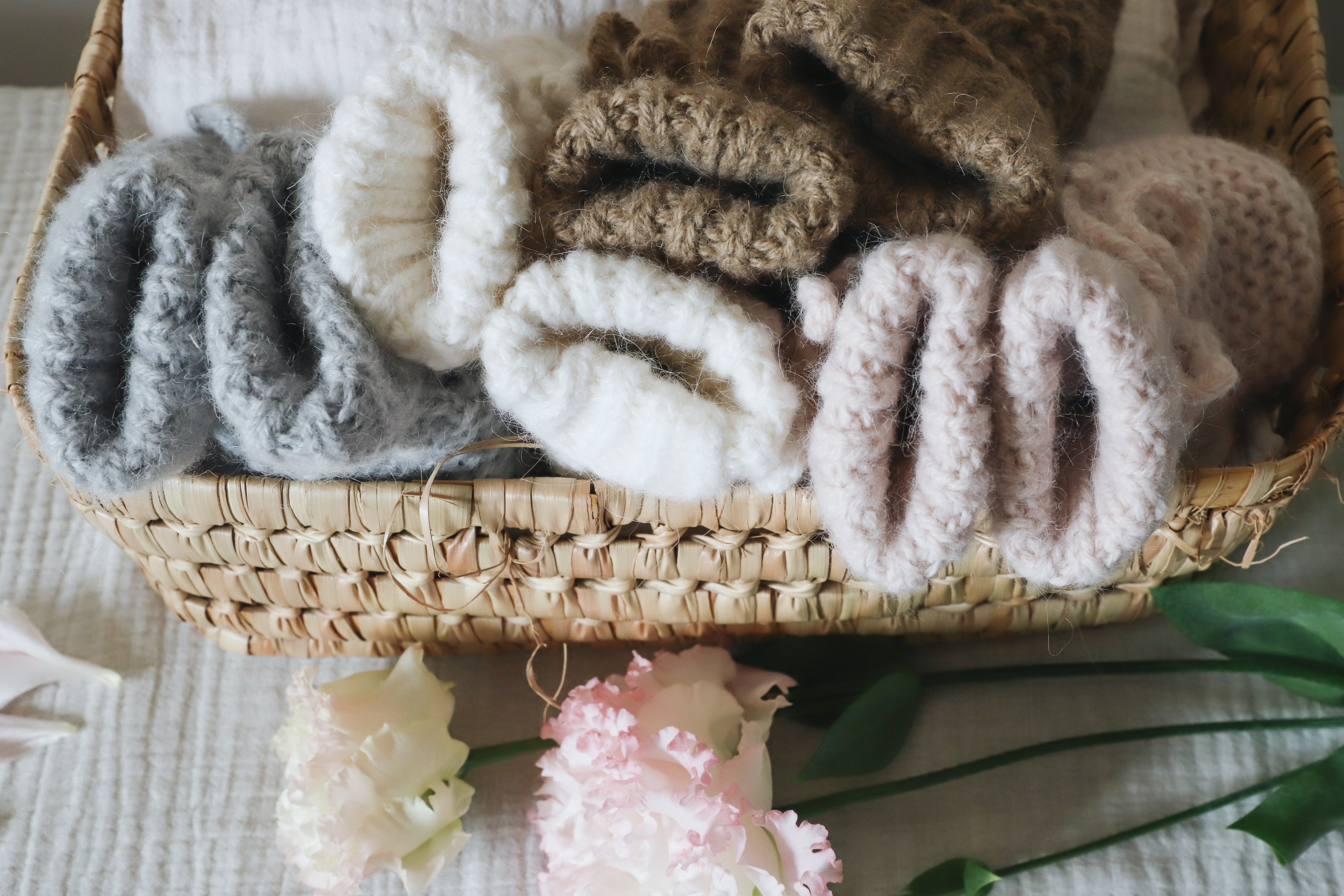 Chausson point mousse - Gris - tricoté en France