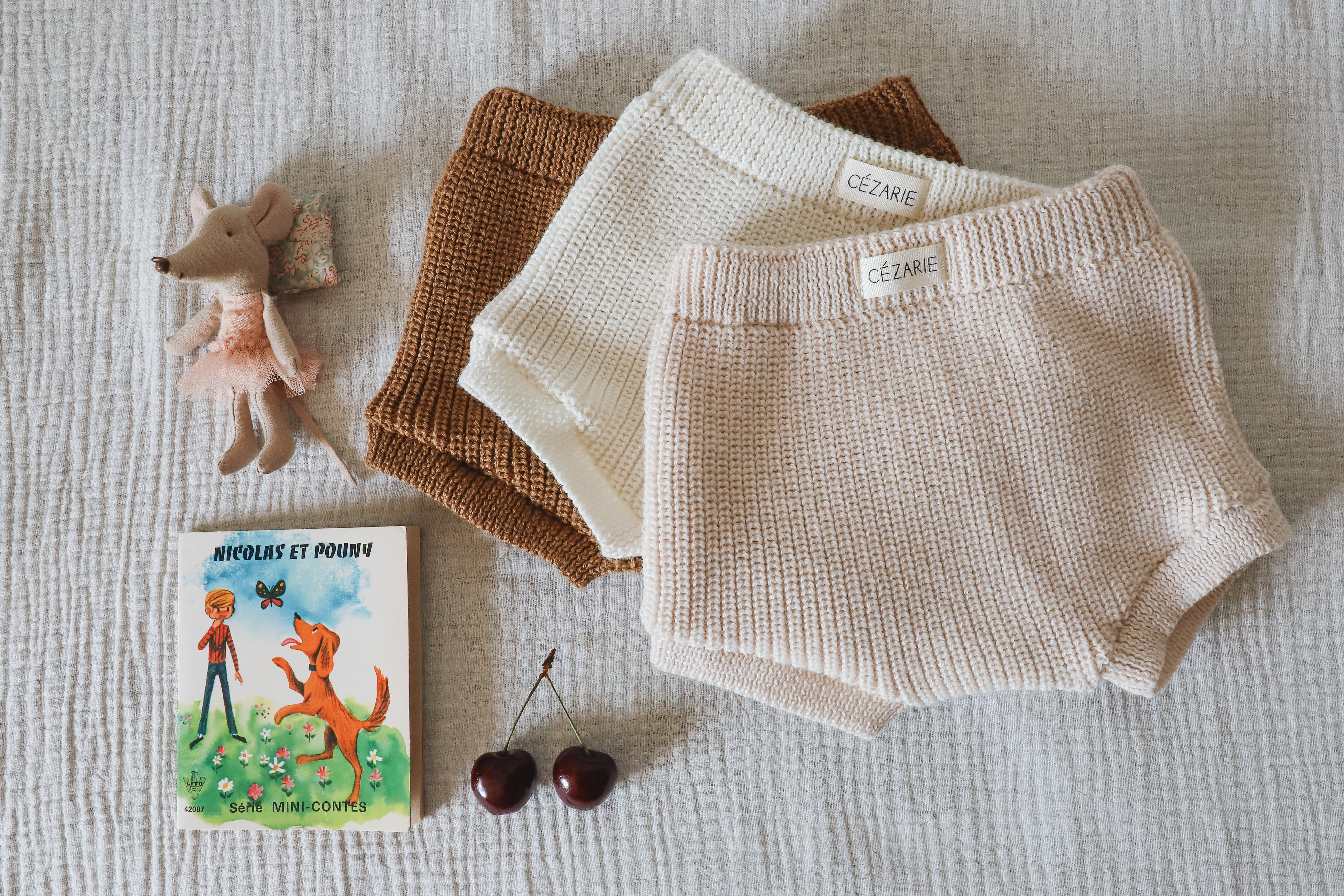 Bloomer maille côte perlée - Ecru - tricoté en France