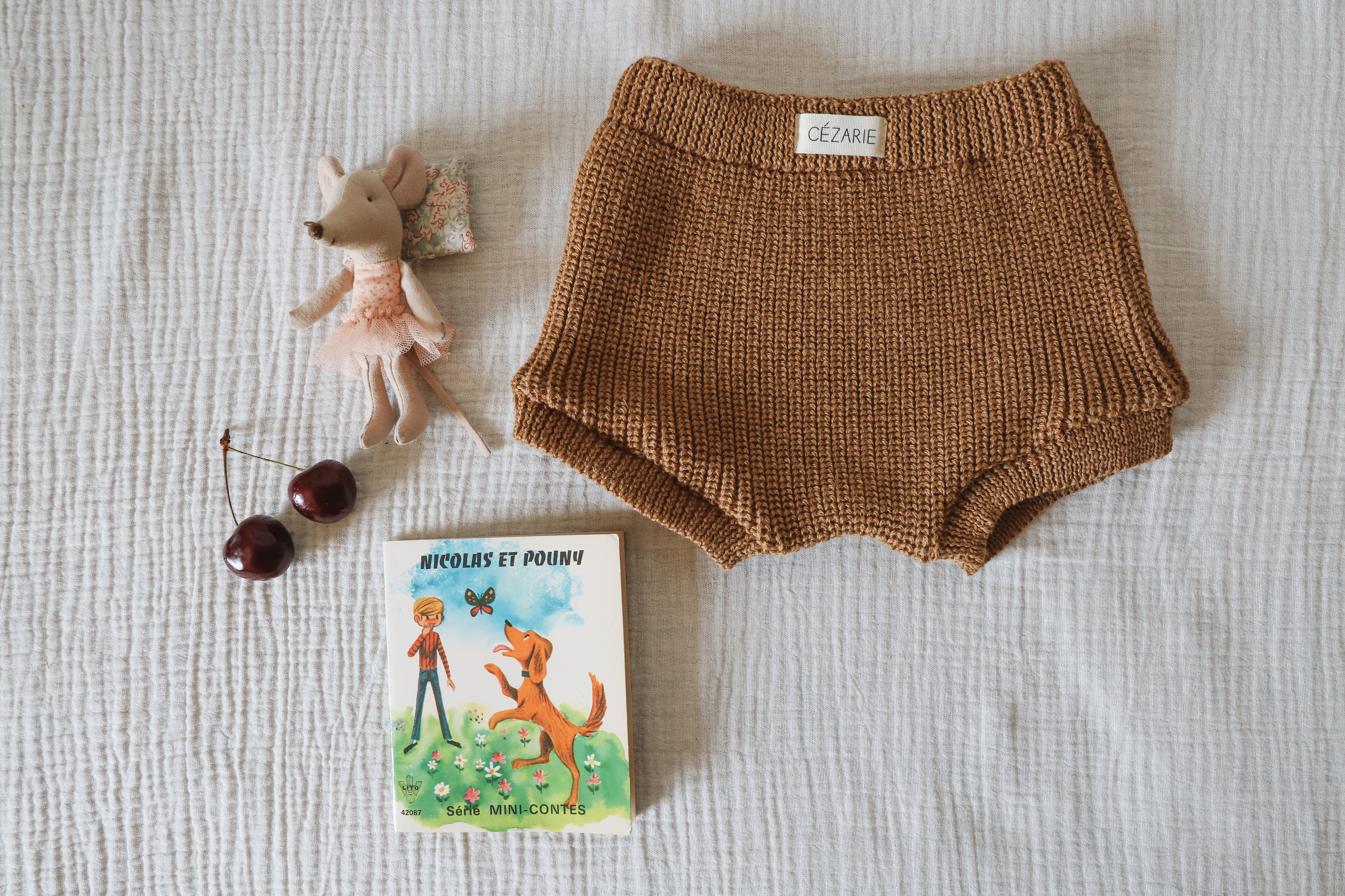 Bloomer maille côte perlée - Caramel - tricoté en France