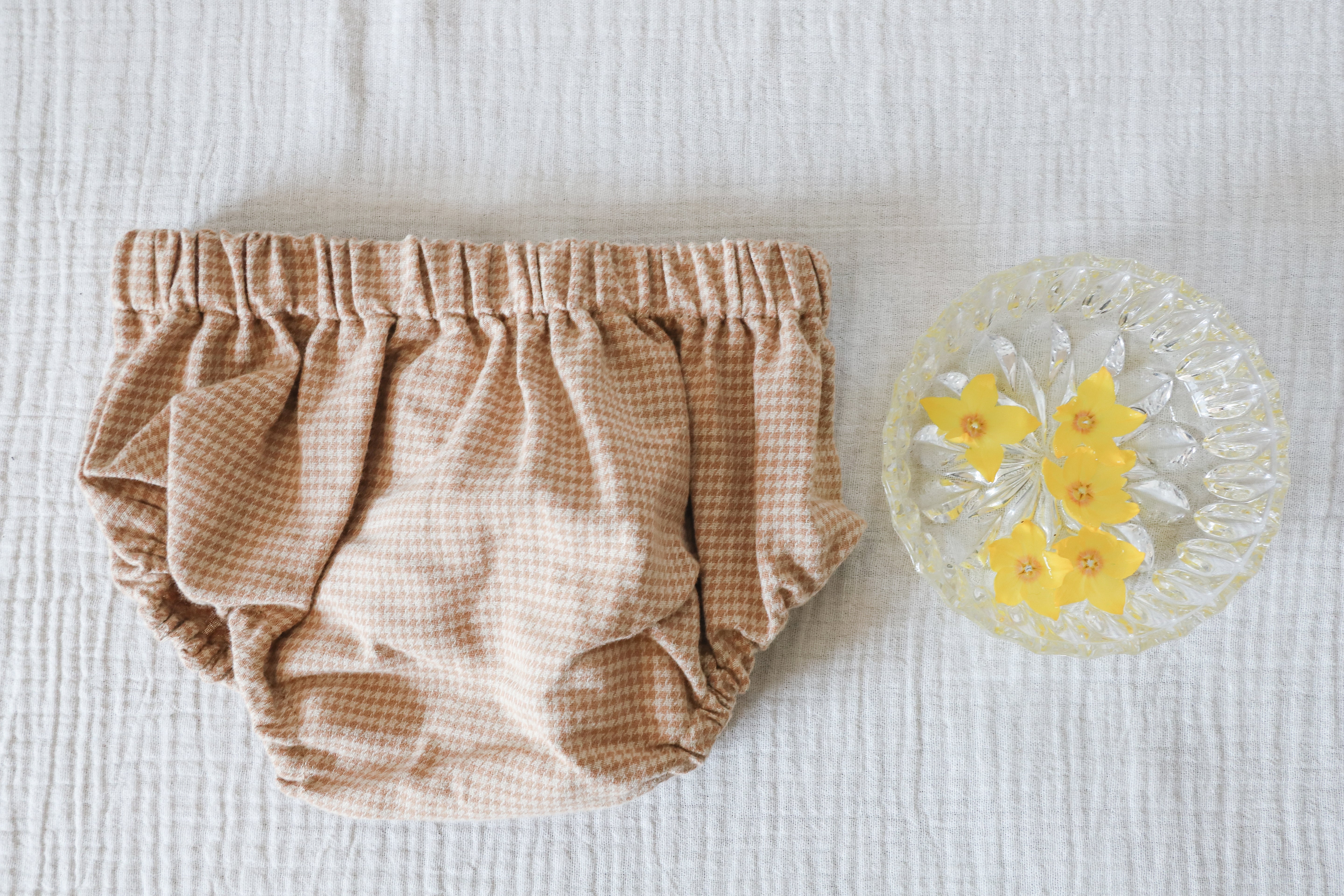 Culotton à carreaux pied-de-poule - Caramel