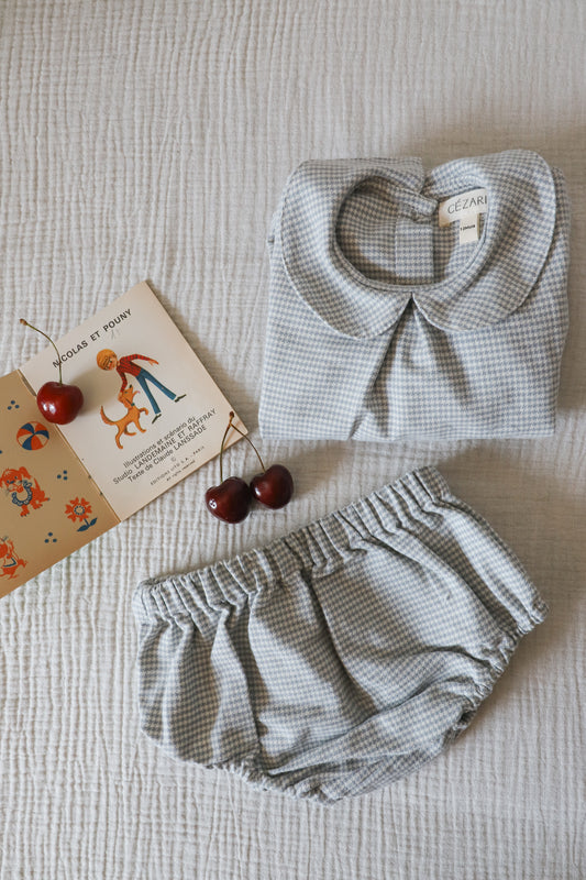 Blouse bébé pied de poule - Bleu