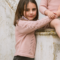 Cardigan ajouré ACHILLE coton vieux rose