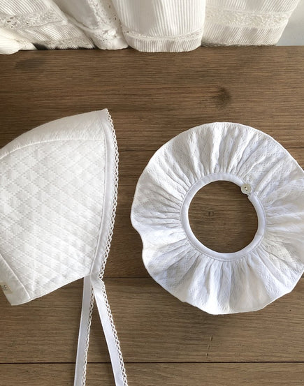 Col piqué de coton gaufré blanc