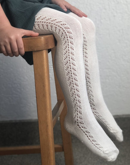 Collants ajourés crème