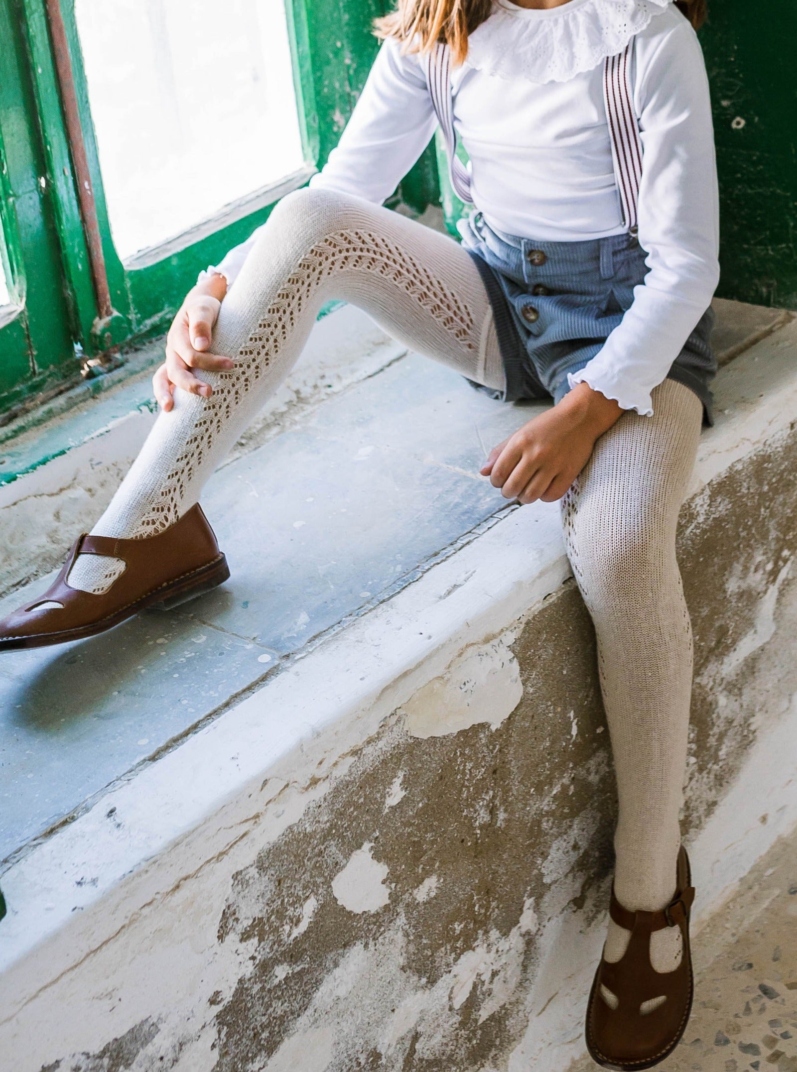 Collants ajourés lin