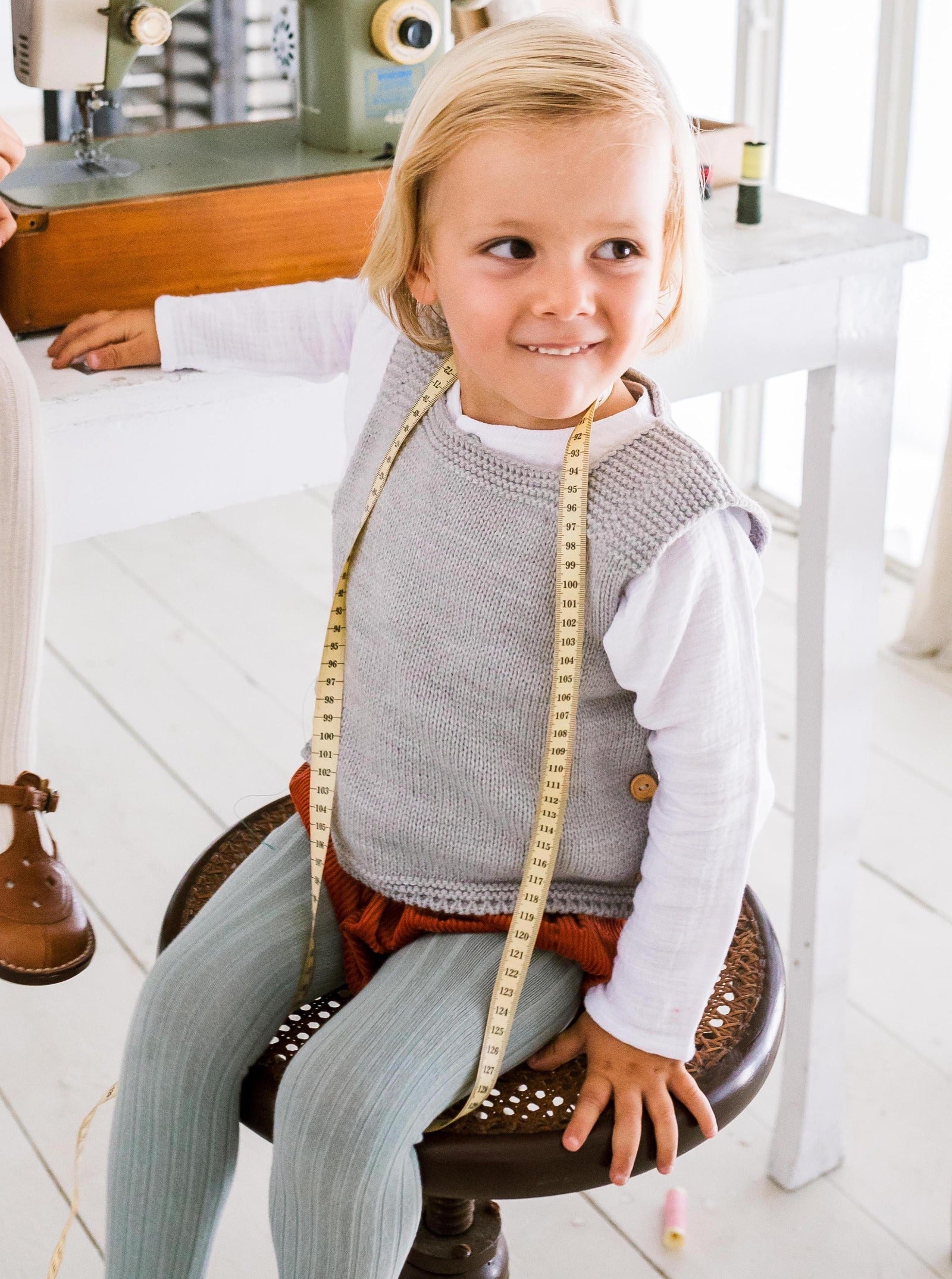 Collants maille côtelée vert de gris