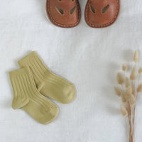 Chaussettes basses en maille cannelée, couleur banane