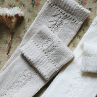 Chaussettes hautes ajourées, couleur lin