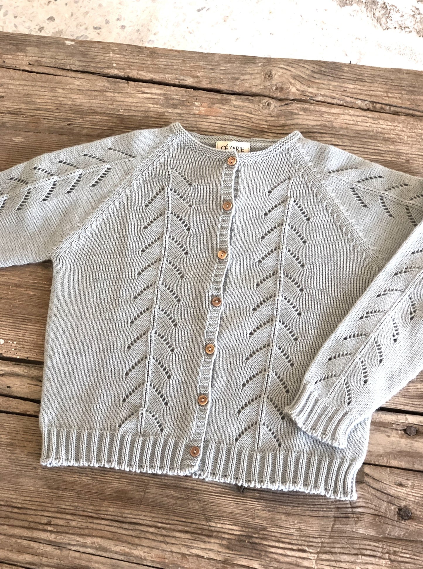 Cardigan ajouré ACHILLE sauge