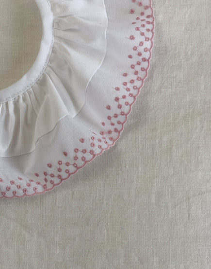 Col broderie anglaise festonné vieux rose