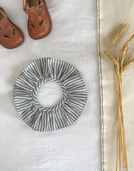 Col Séville rayé bleu gris et blanc