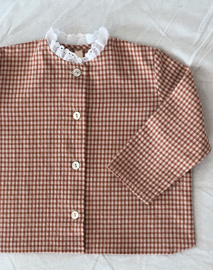 Blouse CHLOÉ mini vichy argile