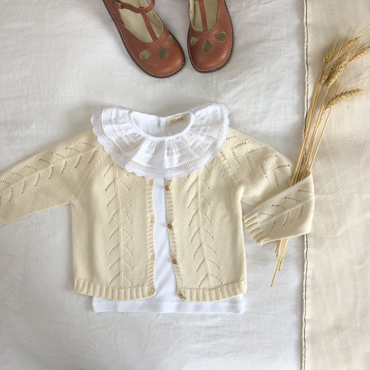 Cardigan ajouré ACHILLE coton crème